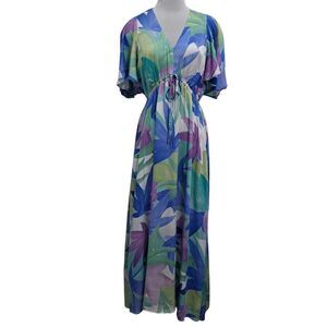 Pietro Brunelli Milano Silky Boho Colorful Printed Maxi Dress Medum Multi- Color